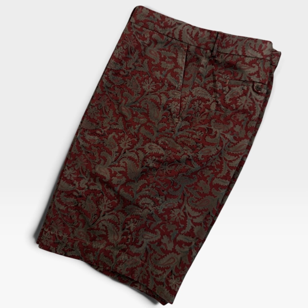 Polo Ralph Lauren Flat Front Chino Shorts Mens 38 Red Paisley Classic Preppy